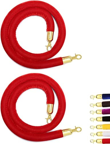 BODHIS Corde de Velours VIP avec mousquetons en Acier Inoxydable plaqué Or (3 m/10 pi)