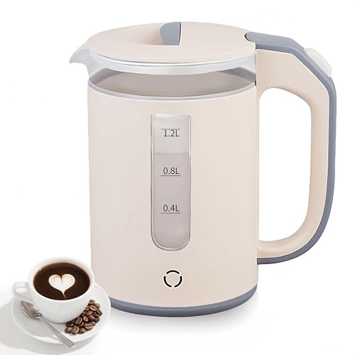 1.2L Glass Kettle, 1000W Fast Boiling Glass Kettle, Portable Mini Camping Water Boiler, 304 Stainless Steel Teapot, Electric Kettle, Easy to Clean