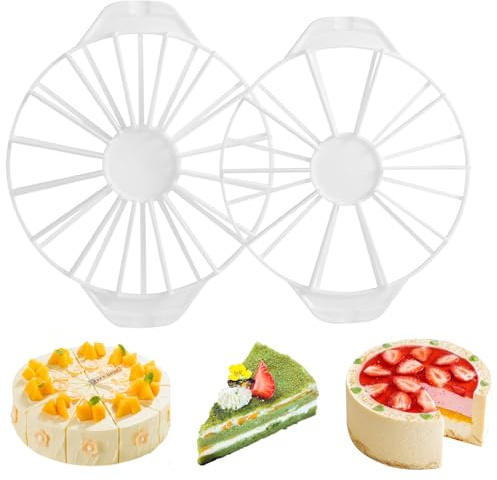 lomdung 2 Piezas Cortador de Tartas, Divisor de Pasteles para Cortar 10/12/14/16 Piezas Iguales de Tartas, Cortador Tarta Porciones Redondas, para Hogar Cumpleaños Bodas Postres Queso y Pastelería