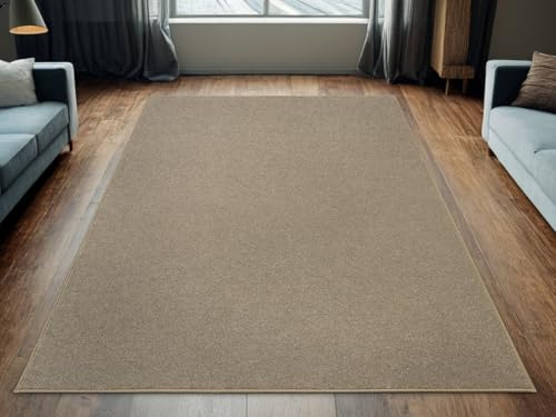 AKCILA Birch Teppich Wohnzimmer Kurzflor Beige 150x300 – Pflegeleichter Teppich für Wohnzimmer & Schlafzimmer, Strapazierfähig, für Fußbodenheizung geeignet.