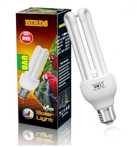 PetFizz 20W UVB Vogellampe Kompakte lampe, 2,4 UVB Lampe für Vögel, E27 Vogellampe für Papageien, Vögel, Reptilien
