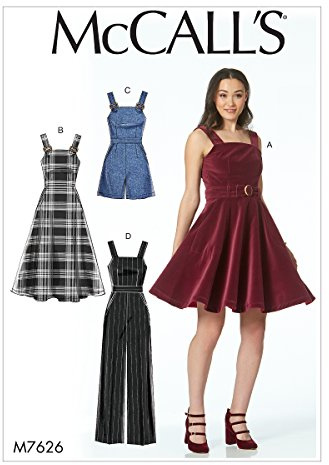 McCall's Patterns 7626 AX5,Misses Dresses,Belt,Romper and Jumpsuit,Sizes 4-12, Tissue, Multi/Colour, 17 x 0.5 x 0.07 cm