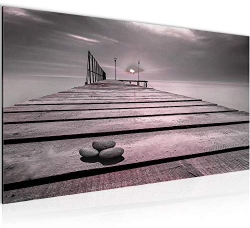 Runa Art Quadri Moderni Tramonto Tela Non Tessuta Soggiorno Corridoio Panorama Grigio Rosa 020312b