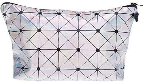 PREMYO Kosmetiktasche Klein für Handtasche - Schminktasche Damen Make Up Tasche - Federmappe Mädchen Etui Silber Glänzend