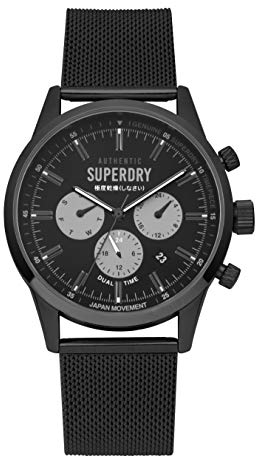Superdry Herren Multi Zifferblatt Quarz Uhr mit Edelstahl Armband SYG256BM