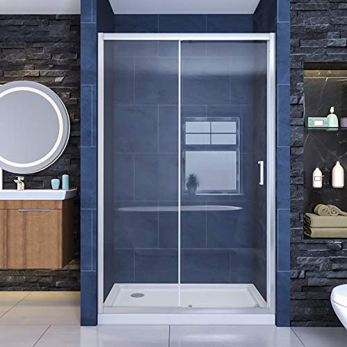 ELEGANT Modern 1200mm Sliding Shower Enclosure Cubicle 6mm Tempered Glass Wetroom Smooth Sliding Shower Screen Panel Cubicle