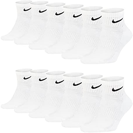 Nike 6-18 Paar Socken Damen Herren Weiß Schwarz Kurz Sportsocken Größe 34 36 38 40 42 44 46 48 50 Sparset SX7677, Größe:34-38, Sockenfarbe:6 Paar weiss