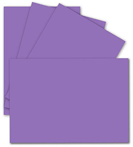 50 Einzel-Karten DIN A6-10,5 x 14,8 cm - 240 g/m² - Violett - Tonkarton - Bastelpapier - Bastelkarton- Bastel-karten - blanko Postkarten