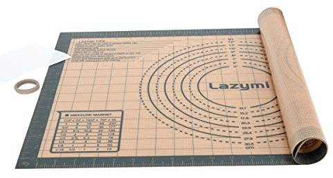 Lazymi Silikon Backmatte Groß 40x60 cm Antihafte Rutschfeste Silikon Backunterlage Dick, Teigmatte Ausrollmatte Silikonmatte Backfolie Arbeitsmatte für Fondant Pizza Brot Matte (Grau +Teigschneider)