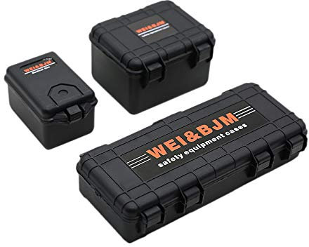 Gaetooely 3Pcs Plastic Rc Car Storage Box Decoration Tool for Trx4 Axial Scx10 90046 D90 1/10 Rc Crawler Accessories Black