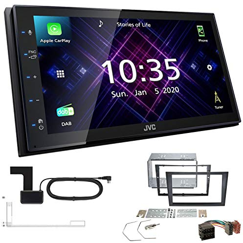 JVC KW-M565DBT 2-DIN Autoradio mit DAB Antenne passend für Opel Agila (A) 2000-2007 schwarz 2000-2007
