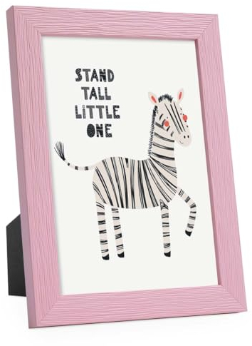 PHOTOLINI Bilderrahmen Kinderzimmer 15x20 cm Rosa, Wechselrahmen farbig, Holz, Acrylglas, Made in Germany, zum Aufstellen & Aufhängen, mit Zubehör - für bunte Kinderbilder