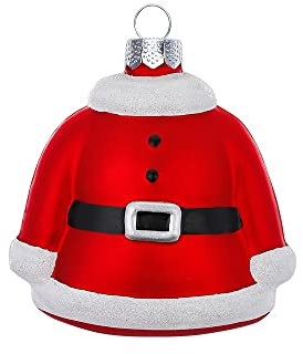 MAGIC Christbaumschmuck Weihnachtskugeln Figuren Glas mundgeblasen Weihnachtskugeln Weihnachtsschmuck Baumkugeln Baumschmuck,Weihnachtsmannkostüm, Glas, 8 cm, Serie Merry Red