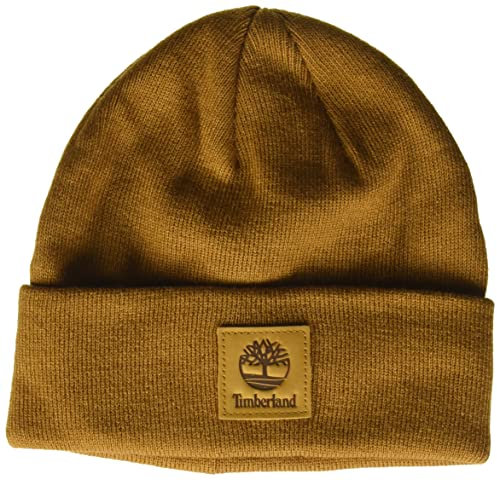 Timberland Damen Classic Tall Beanie-Mütze, Aufnäher aus Weizenleder, Einheitsgröße