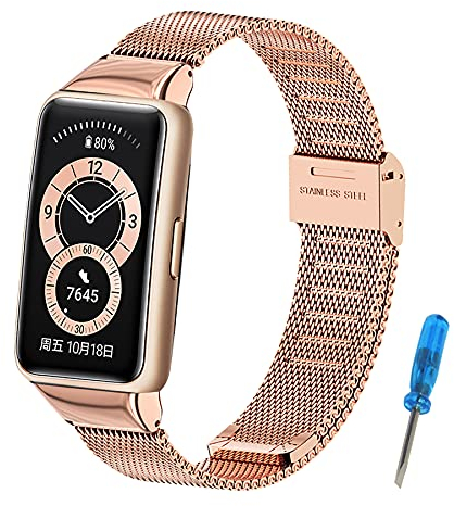 SenMore Huawei Band 6 Correa, Pulsera de Acero Inoxidable Wristband Repuesto Banda para Honor Band 6 / Huawei Band 6(No Host)
