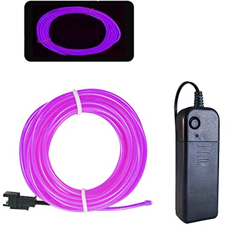 Balabaxer EL-Leuchtdraht Violett, 32.8Fuß/10 Meter portable steuerungsbetriebene Neon-Lichtleiste, 360° schneidbare leuchtende Seilenlichter für Partys, Halloween und DIY-Dekoration.