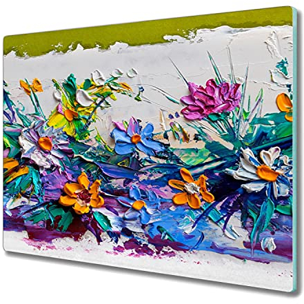 Coloray Tagliere Vetro Temperato 60x52cm Copertura Piano Cottura Cucina - Pittura Fiori