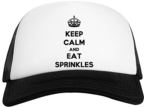 Keep Calm and Eat Sprinkles Weiß Schwarz Unisex Baseball Cap White Black