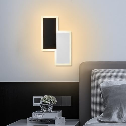 ZTWLEED LED Wandleuchte Innen,12W 1400LM Moderne Wandlampe 3 Farben Licht 3000K/4000K/6000K,Schwarz+Weiß Wandbeleuchtung für Schlafzimmer Wohnzimmer Korridor Treppe 30CM 220V
