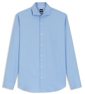 BOSS Herren H-JOE-spread-C1-222 Regular-Fit Hemd aus elastischem Baumwoll-Twill mit bügelleichtem Finish