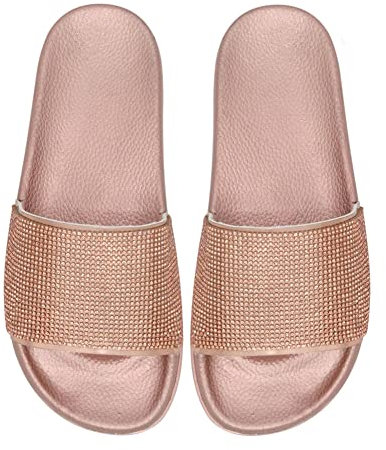 Tianmao Sandali a Punta Aperta Donna Infradito Fibbia Ciabatte Estiva Slip-on Scarpe Casuale Sandali Antiscivolo Comode Nero Oro rosa Oro Argento Numero 36-41 EU