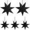 BELLE VOUS 7 Point Black Folding Christmas Star (5 Pack) - 2 Different Sizes - Paper 3D Stars Ideal Home Decoration for Christmas Trees, Window Hanging, Wedding/Birthday Party, or DIY Crafts