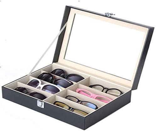 Brillenbox Brillen Display Brillenkoffer, PU-Leder 8 Slots Brillen Sonnenbrillen-Aufbewahrungsbehälter-Halter Lesebrille Vitrine Brillen Organizer Collector Brillenaufbewahrung Sonnenbrillen Aufbewahr