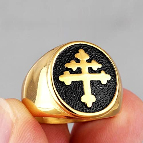 Star.W Katholisches lothringisches Kreuz Joan of Arc Herrenringe Amulett für männlichen Freund Biker Schmuck Kreativität Geschenk Großhandel