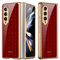 COQUE Custodia Galaxy Z Fold 4 5G,Custodia per cellulare verniciata lucida in vetro ultra sottile 9H,Cover pieghevole per Samsung Galaxy Z Fold 4 5G-Rosso intrecciato