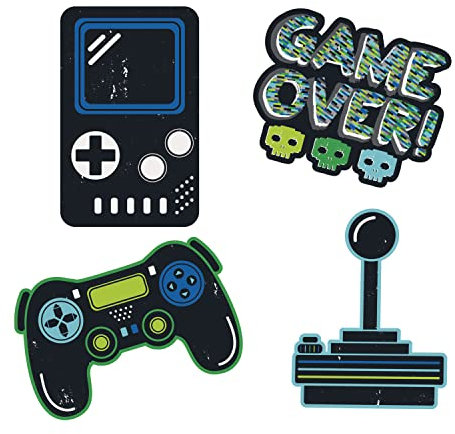 Unique 25199 - Wanddekoration – Gamer-Geburtstagsparty – 4 Stück (1 Packung)