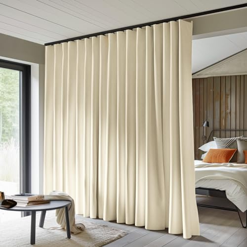 MaKefeile Raumteiler-Vorhänge, vollständig verdunkelnd, Sichtschutzvorhang, Paneel, wärmeisoliert, Geräuschreduzierung, Vorhänge für Schlafzimmer, Fenster, Wohnzimmer, Deckenschienenvorhang, B 3 m × H