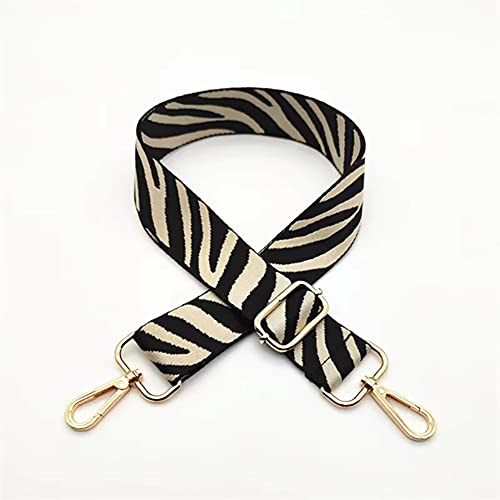 Taschengurt,80-130 cm Verstellbar Schultergurt Zebramuster Taschengurt Umhängegurt 3.8 cm Breit Ersatz-Taschen-Schultergurte,für Messenger Bags,Umhängetaschen,Handtaschen,Beige + goldene Schnalle