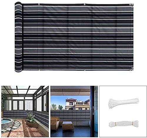 QINGLV Balkon Sichtschutz 80x900cm Balkonabdeckung Windschutz Wasserdicht Wetterfester Balkonabdeckung Sichtschutz Mit Nylon Kabelbinder Und Kordel -Schwarz und weiß