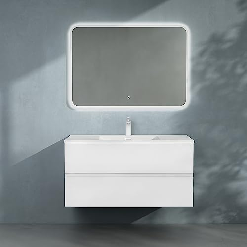 doporro Badmöbel-Set Waschbecken-Unterschrank Badezimmer Waschtisch mit Unterschrank BTH: 80x48x50 cm in Matt weiß inkl. Mineralguss-Waschbecken Aqualis