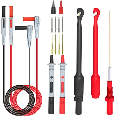 POFET Multimeter Test Leads Kit 4mm Banana Plug to Test Hook Clips Wire Replaceable Precision Sharp Probes Set for Multimeter Electrical Testing