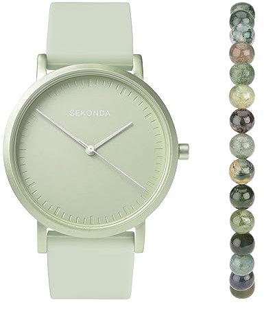 Sekonda Palette Gift Set Ladies 36mm Quartz Watch in Green with Analogue Display, and Green Silicone Strap 49042