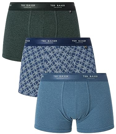Ted Baker Herren 3-Pack Cotton Trunk Badehose, Mehrfarbig, M