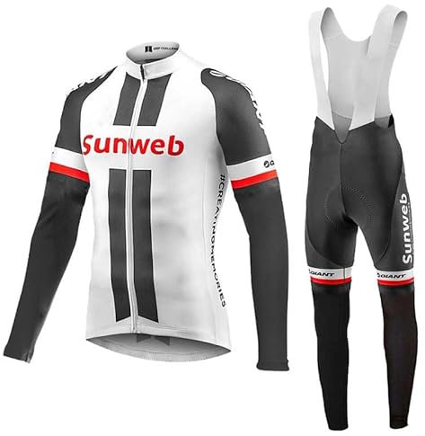 assocauicy Radtrikot Herren Langarm Set,Fahrradhose Herren Rennrad Bekleidung mit 3D Sitzpolster Taschen für mehr Komfort beim Fahren