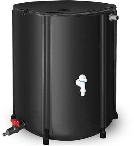 AiMaKoDo Barile per pioggia, sistema di raccolta dell'acqua pieghevole da 100 galloni, serbatoio portatile per l'acqua piovana, sistema di raccolta dell'acqua piovana downspout, contenitore con due