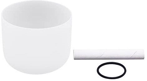 TaNeHaKi Cuenco de cristal de 8 pulgadas para yoga, meditación, relajación de oración, cristal de cuarzo, color blanco