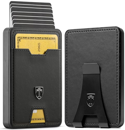 TRAVANDO SWYPE Aluminium Slim Wallet - Carbon Geldbörse Herren Klein mit RFID Schutz - Kleiner Mini Geldbeutel mit Geldklammer - Kartenetui mit Geldspange - Smart Portmonee - Portemonnaie