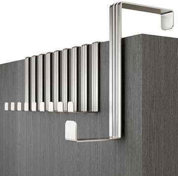 Menz Over Door Hanger – 10 pcs. in Silver - Coat Hooks 3.6 cm (1.4) + 4.6 cm (1.8) - Over Door Hook for Hanging Clothes, Coat Rack