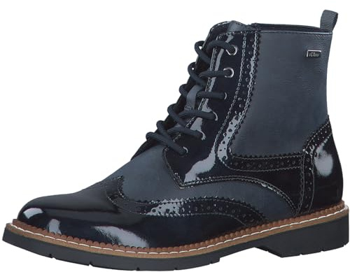 s.Oliver Damen Schnürstiefel ohne Absatz mit Reißverschluss Elegant, Blau (Navy Comb.), 37 EU