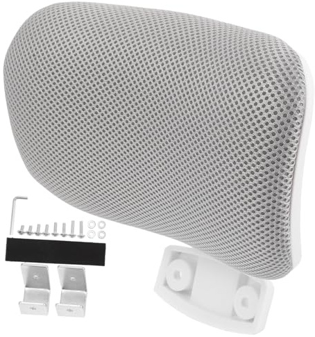 Bürostuhl Kopfstützenaufsatz Verstellbar, 1 Satz Ersatz Kopfstützkissen | 4 Cm Höhenverstellung, 45° Drehbereich, Mesh Gewebe mit Schwamm, Nylon, Kunststoff und Eisen
