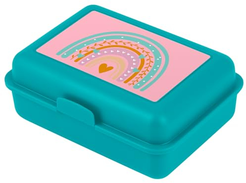 Baagl Brotdose Kinder für Schule – Lunchbox für Mädchen, Jungen, Kindergarten – Jausenbox, Brotzeitbox, Brotbox, Snackbox (Regenbogen Türkis)