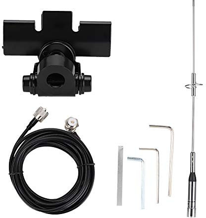 NL-770S Antena Móvil de Radio de Coche de Doble Banda, Antena VHF Móvil con Conector PL-259, Cable de 5 M Antena de Radio Placa de Matrícula de Coche