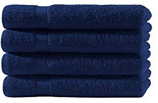 Zestri Frottier Gästehandtuch 4er-Set | Navy Blau 30x50 | 100% Baumwolle 500g/m² | Öko-Tex Standard 100 Handtuch Gästetuch