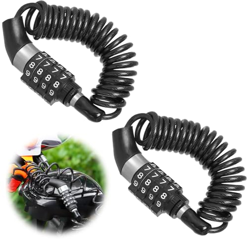 Rigidstone 2 Pièces Cadenas Velo, Code à 4 Chiffres Cadenas de Vélo 150 cm*3,7mm Antivol Casque Moto Alliage de Zinc et PVC cadenas Velo Antivol pour Casque de Vélo Casque de Moto Poussette Snowboard