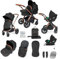 Ickle Bubba Stomp Luxe 12pc Travel System with i-Size Cirrus Car Seat & ISOFIX Base - All-Terrain Pram, Reversible Seat, Carrycot, UPF 50+ Hood, Rain Cover & Accessories (Bronze/Midnight/Tan)