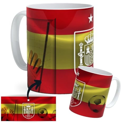 DEREGALOOS Taza Personalizada con nombre de Fútbol España. Tazas de Desayuno personalizada. Regalo Original para Aficionados del Futbol. Regalos Mundial España. Estilo 3